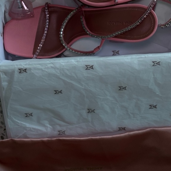 Amina Muaddi Gilda Pink Glass Sandals Size 40 - Picture 5 of 12